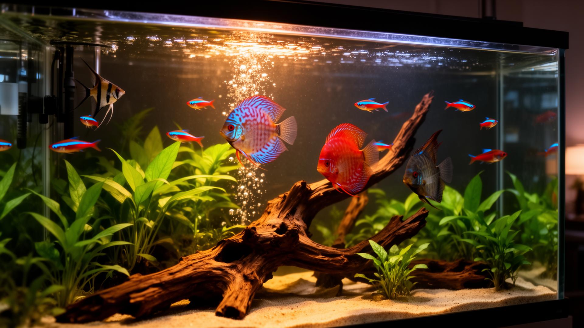 Premium aquarium with koi and tropical fish